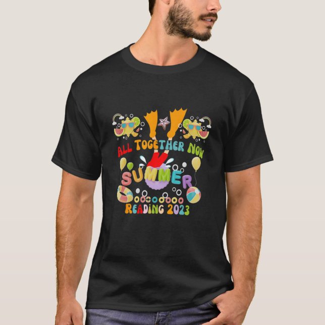 All Together Now Summer Reading 2023 Book Kids Cat T-Shirt (Front)