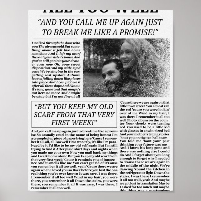 All Too Well Newspaper Poster (Front)
