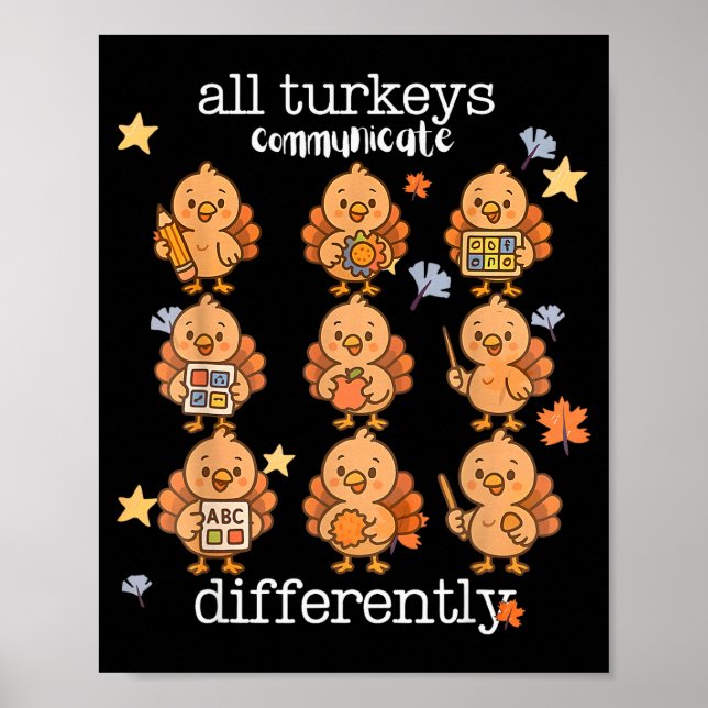 All Turkeys Communicate Differently Thanksgiving A Poster (Front)