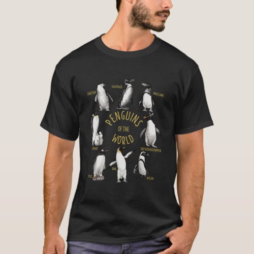 All Types Of Penguins Of The World Funny Penguin L T_Shirt