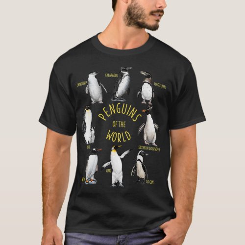 All Types Of Penguins Of The World Funny Penguin T_Shirt