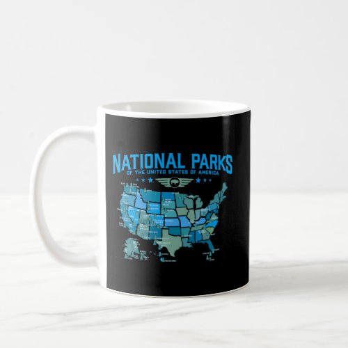 All U National Parks Map Camping 80S Coffee Mug