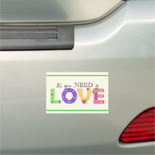 All U need is LOVE Bohemian Floral Shapes Car Magnet