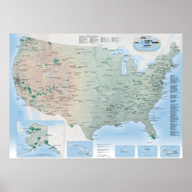 All U.S. National Parks Map Poster (Front)