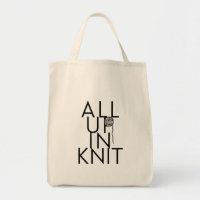 All Up In Knit grocery tote for knitters