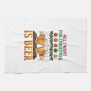 All Want Christmas Is Beer Toasting Mugs Ornaments Kitchen Towel