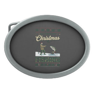 All Want Christmas Is Fishing Fisherman Fish Snowf Belt Buckle