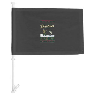 All Want Christmas Is Fishing Fisherman Fish Snowf Car Flag