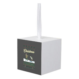 All Want Christmas Is Fishing Fisherman Fish Snowf Cube Ornament
