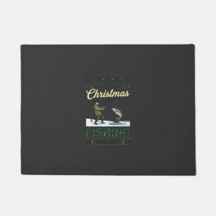 All Want Christmas Is Fishing Fisherman Fish Snowf Doormat