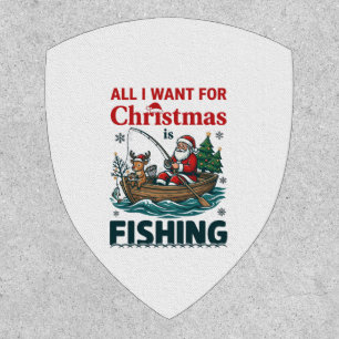 All Want Christmas Is Fishing Santa Reindeer Boat Patch