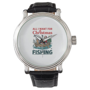 All Want Christmas Is Fishing Santa Reindeer Boat Watch