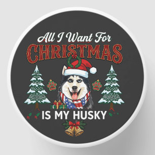 All Want Christmas Is Husky Dog Santa Hat Mini Candle Favors
