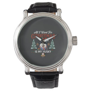 All Want Christmas Is Husky Dog Santa Hat Watch