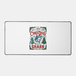 All Want Christmas Shark Pine Trees Desk Mat