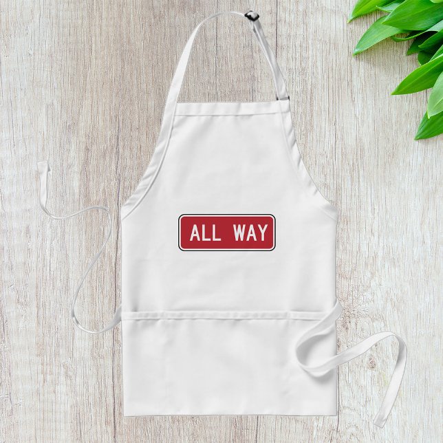 All Way Classic Red Traffic Street Sign  Adult Apron (Creator Uploaded)