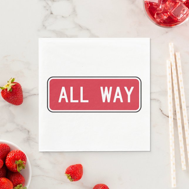 All Way Classic Red Traffic Street Sign  Napkins (Creator Uploaded)