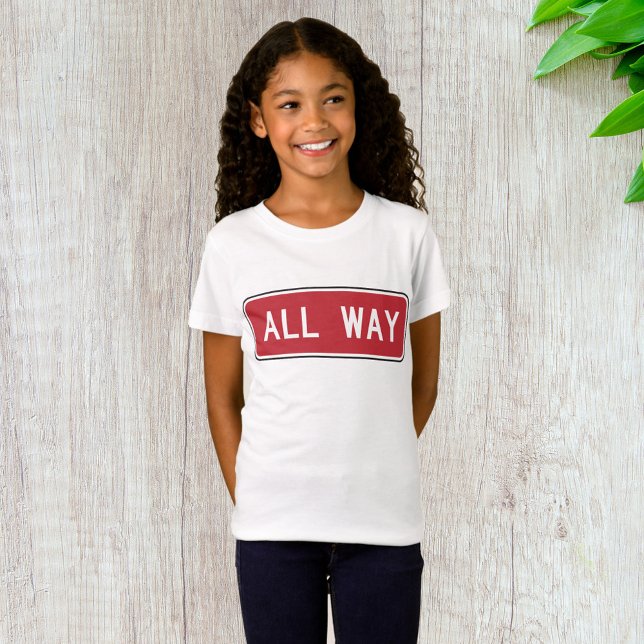 All Way Classic Red Traffic Street Sign  T-Shirt (Creator Uploaded)