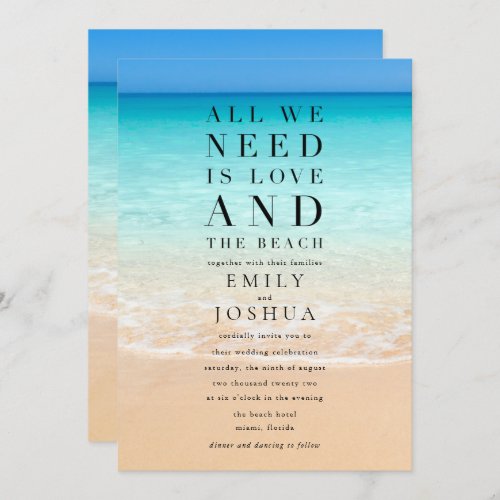 All We Need is Love and the Beach Wedding Invitation