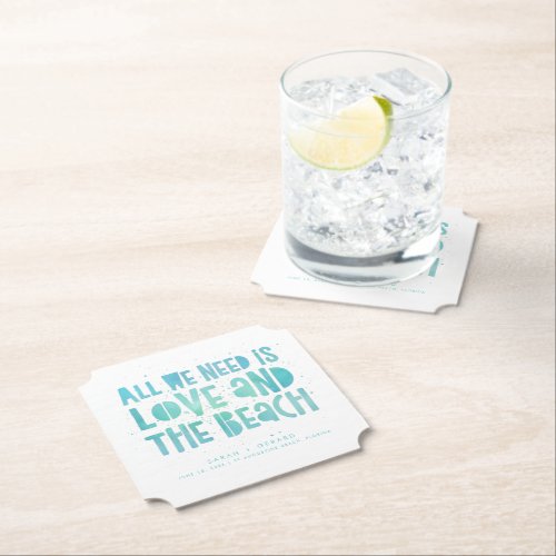 All We Need is Love and the Beach Wedding Paper Coaster