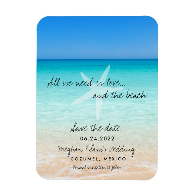 All We Need is Love Beach Save the Date Magnets (Vertical)