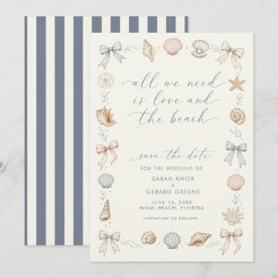 All We Need is Love & Beach Wedding Save the Date Announcement