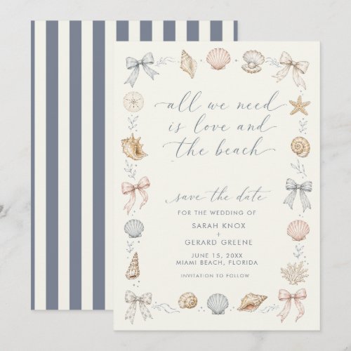 All We Need is Love & Beach Wedding Save the Date Announcement