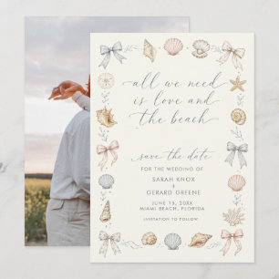All We Need is Love & Beach Wedding Save the Date Announcement