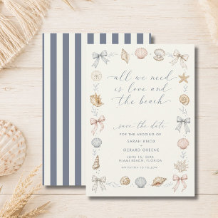 All We Need is Love & Beach Wedding Save the Date Announcement