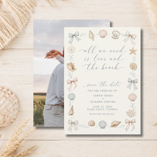 All We Need is Love & Beach Wedding Save the Date Announcement