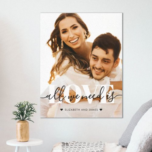 All We Need Is Love Engagement Photo Canvas Print