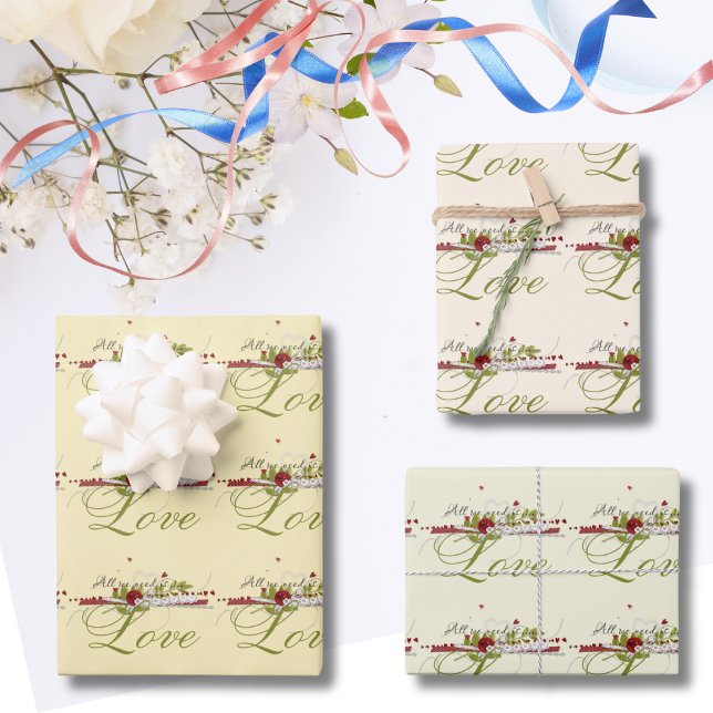 All we need is Love Wedding Wrapping Paper Sheets (Creator Uploaded)