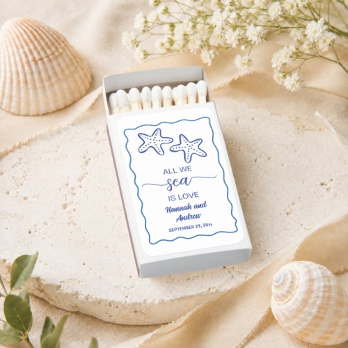 All we Sea is Love Chic Starfish Couple Wedding Matchboxes