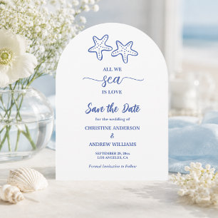 All We Sea is Love Hand Drawn Sea Life Save The Date