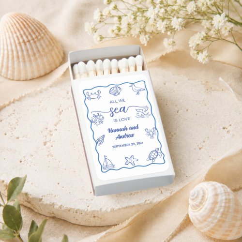 All we Sea is Love Sea Life Wedding Favor Matchboxes