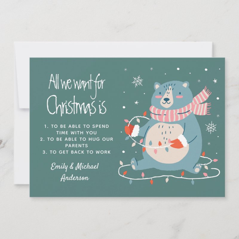 All We Want For Christmas Is (add own List) Custom Holiday Card