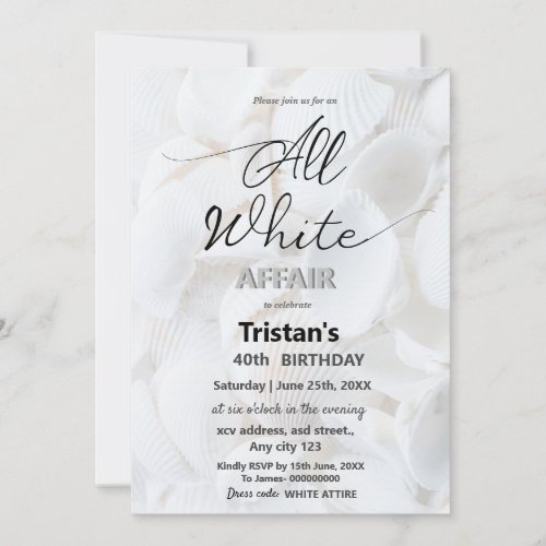 All White Affair or party Invitation