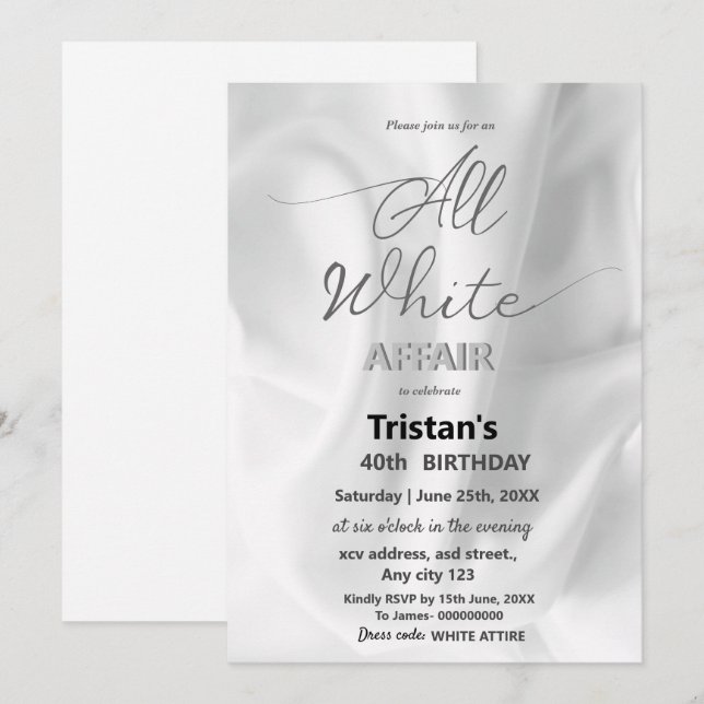 All White Affair or party Invitation | Zazzle