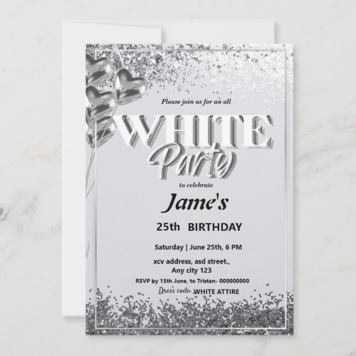 All White Affair or party Invitation