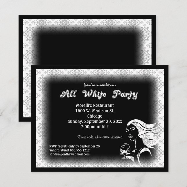 All White Attire Theme Party Invitation | Zazzle