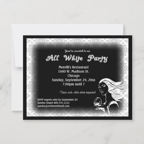 All White Attire Theme Party Invitation