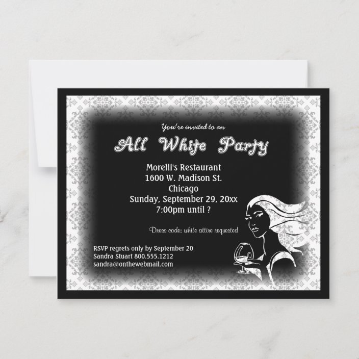 black and white attire invitation wording