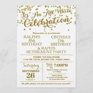 All White Celebration Faux Gold Invitation