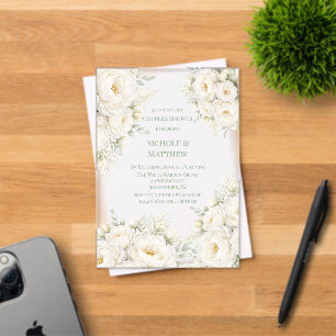 All White Floral Wedding Couples Shower Acrylic Invitations