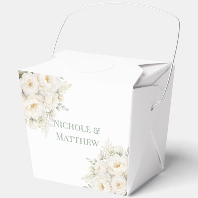 All White Floral Wedding Favor Boxes (Front)
