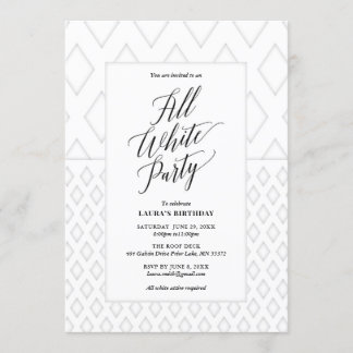 All White Party Invitation