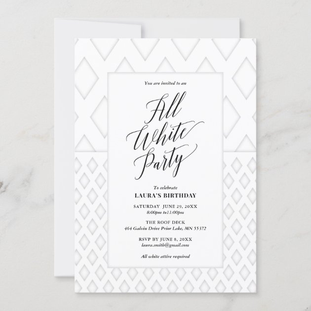 All White Party Invitations