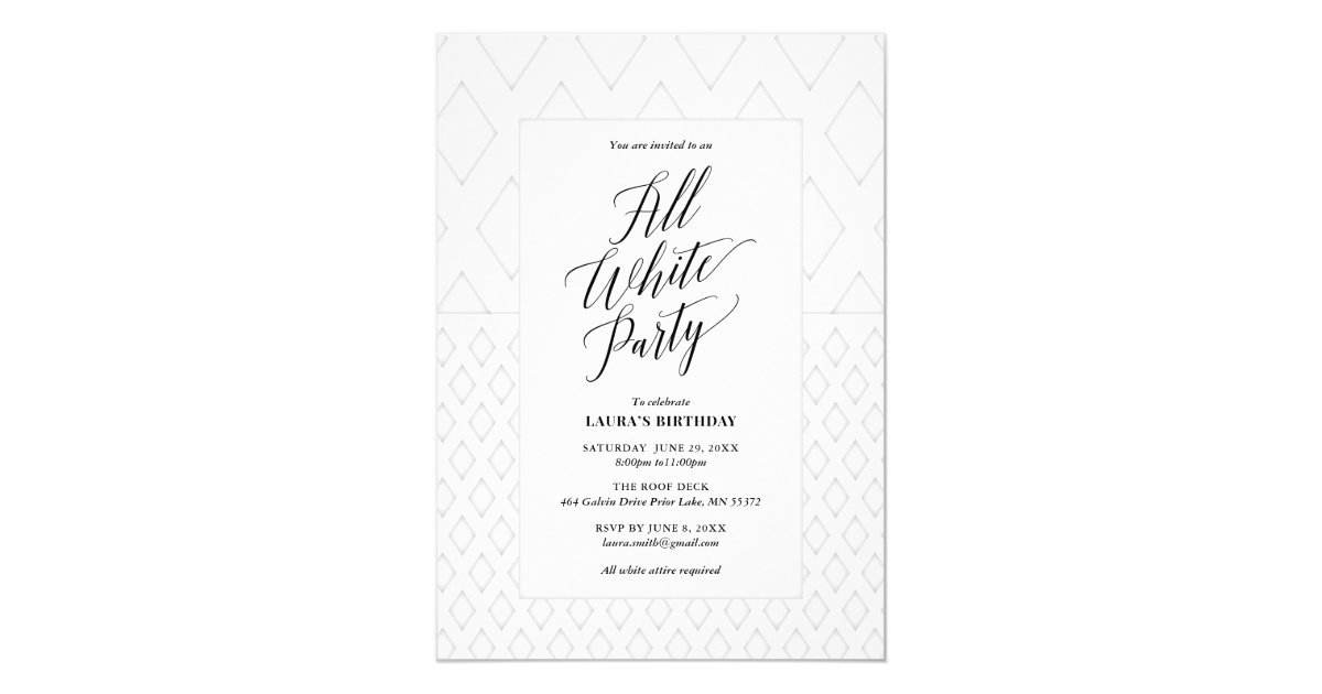 All White Party Invitation | Zazzle.com