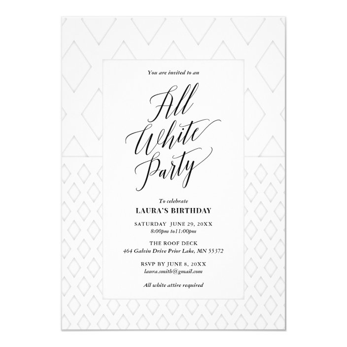 All White Party Invitation