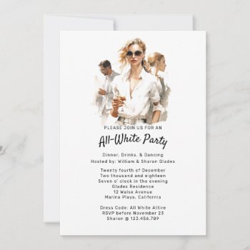 All- White Party Invitation by thepapershoppe at Zazzle